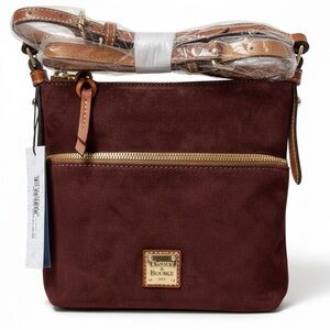 NWT Dooney & Bourke Suede Letter Carrier Crossbody Bag